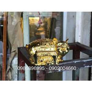 Tượng heo lưng phúc tài lộc mạ vàng 10cm