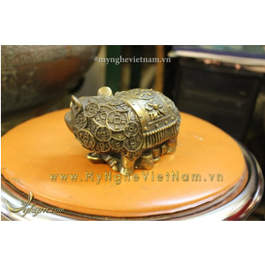 Tượng heo đồng lưng chữ phúc dài 10cm