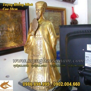 Tượng Khổng Minh cao 50cm, tượng đồng Gia Cát Lượng