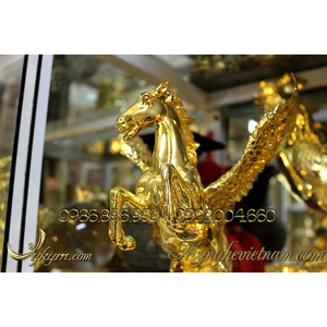 Tượng ngựa đồng có cánh mạ vàng cao 25cm