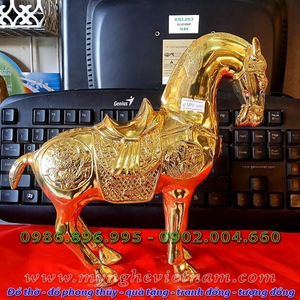 Tượng ngựa đồng mạ vàng, tượng ngựa đồng phong thủy cao cấp
