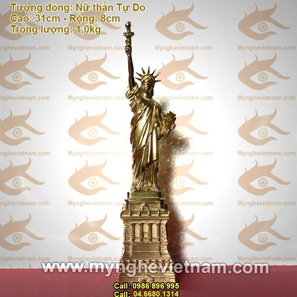 Tượng Nữ thần Tự do 30cm bằng đồng đỏ nguyên chất