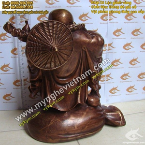 Tượng Phật Di Lạc gánh vàng 25cm bằng đồng giả cổ