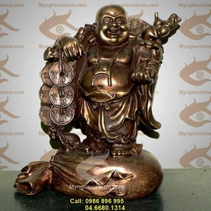 Tượng Phật Di Lạc gánh vàng,Cao 20cm giả cổ