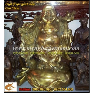 Tượng Phật Di Lạc gánh vàng cao 50cm bằng đồng