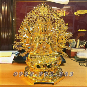Tượng phật mẫu chuẩn đề 42cm dát vàng