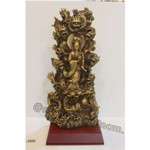 Tượng phật quan âm tòa cửu long 38cm