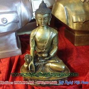 Tượng phật thích ca mâu ni cao 25cm bằng đồng giả cổ