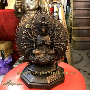Tượng phật thiên thủ thiên nhãn cao 25cm bằng đồng