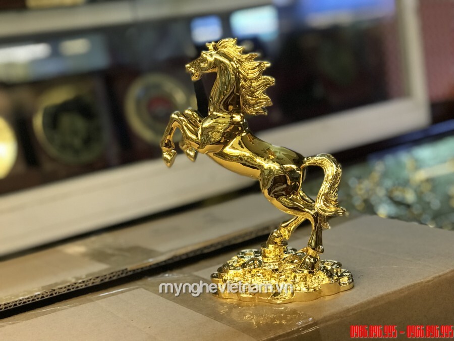 Tượng Ngựa đồng mạ vàng 24k 9999 cao 20cm