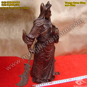 Tượng quan vân trường đứng cầm đao cao 40cm
