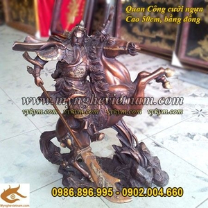Tượng quan công cưỡi ngựa 50cm