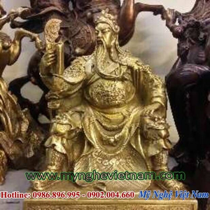 Tượng quan công đọc sách cao 25cm bằng đồng