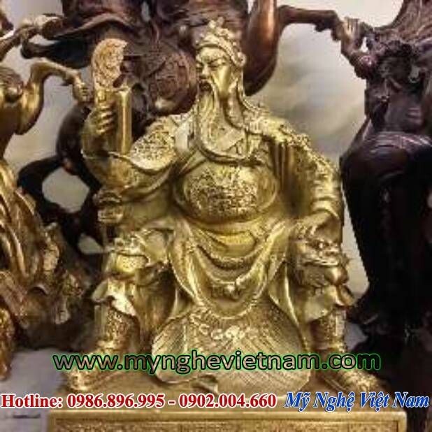 Tượng quan công đọc sách cao 25cm bằng đồng