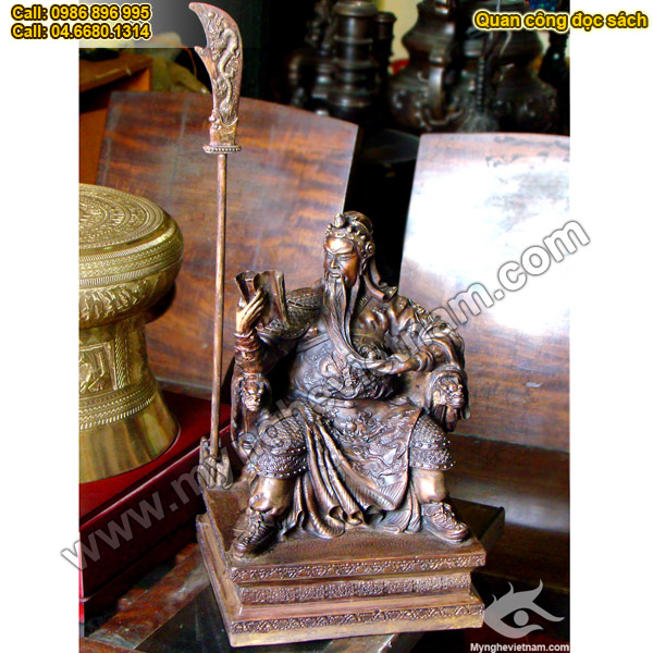 Tượng quan công - quan vân trường ngồi đọc sách cao 35cm