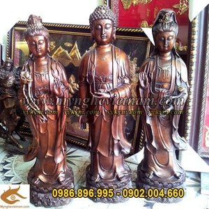 Tượng Tam thánh, Tam thế Phật, tượng phật bằng đồng 60cm