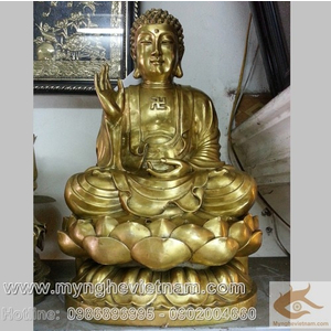 Tượng thích ca mâu ni 60cm được đúc từ đồng vàng nguyên chất