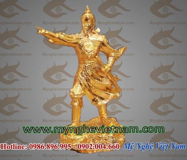 Tượng Trần Hưng Đạo mạ vàng cao 25cm, tượng đồng dát vàng