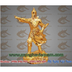 Tượng Trần Hưng Đạo mạ vàng cao 25cm, tượng đồng dát vàng