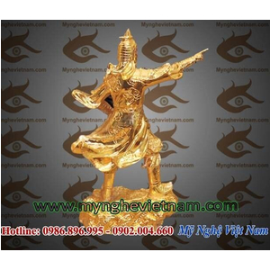 Tượng Trần Hưng Đạo mạ vàng cao 25cm, tượng đồng dát vàng