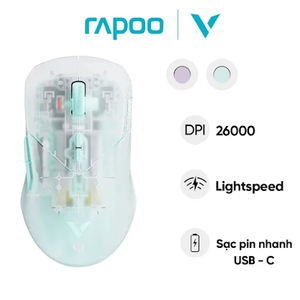 Chuột gaming trong suốt 2 chế độ có dây/không dây Rapoo VT9Air- Xanh Dương