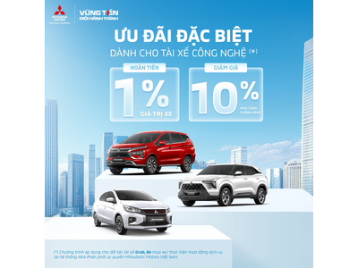 Ưu Đãi Đặc Biệt Dành Cho Đối Tác Tài Xế Grab & Be Khi Mua Xe Mitsubishi