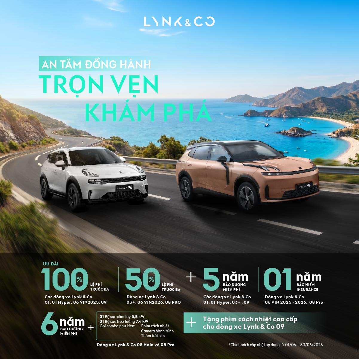 Ưu Đãi Lynk & Co Tháng 6/2026: Hỗ Trợ 100% Trước Bạ, Bảo Dưỡng Đến 6 Năm