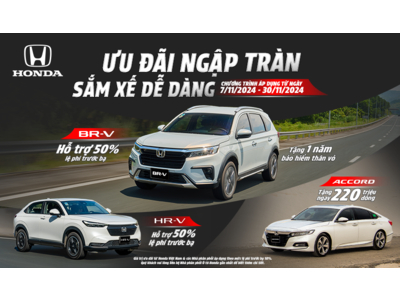 “Ưu đãi ngập tràn – Sắm xế dễ dàng” - Chương trình khuyến mại tháng 11 cho Honda BR-V, Honda HR-V & Honda Accord