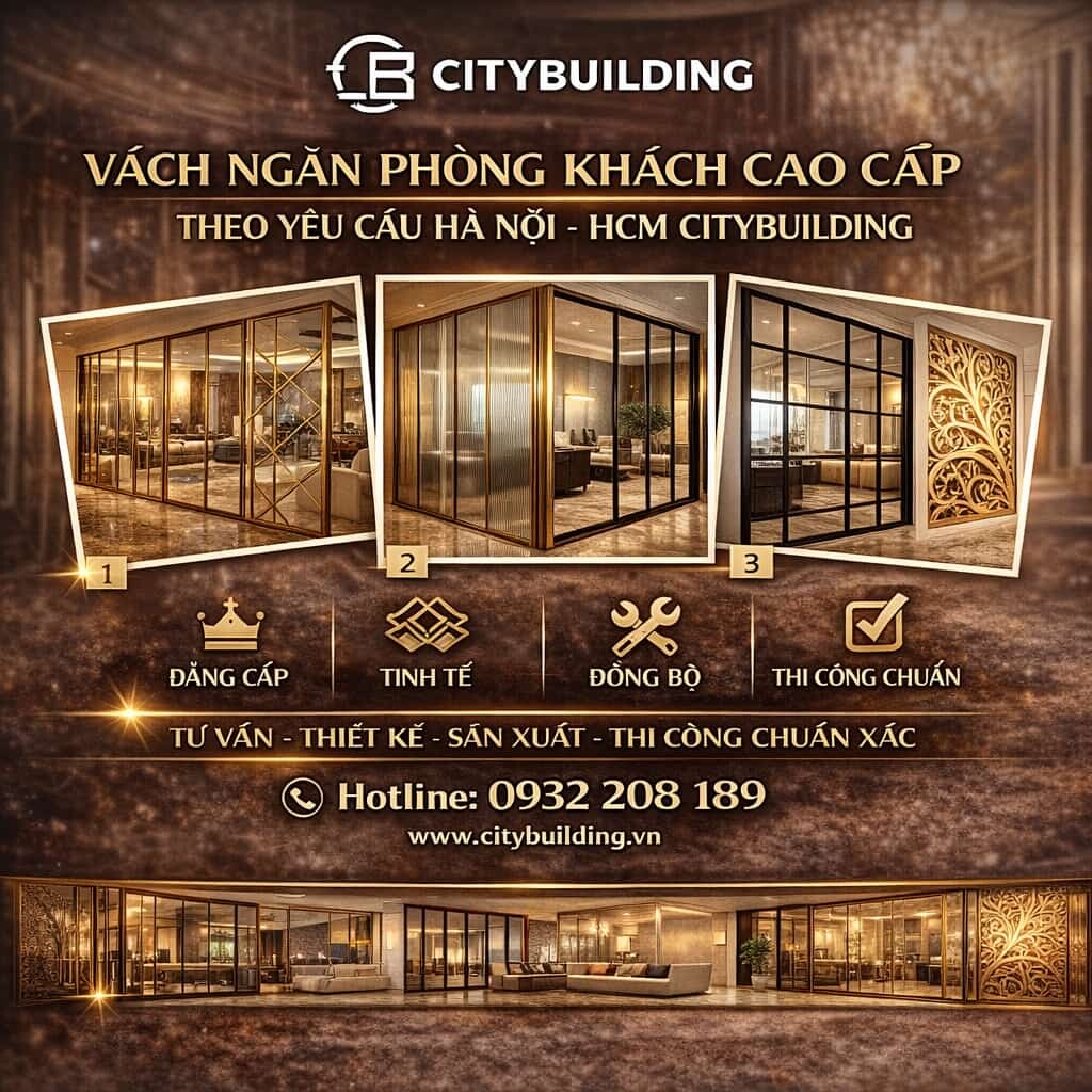 VÁCH NGĂN PHÒNG KHÁCH CAO CẤP THEO YÊU CẦU HÀ NỘI HCM CITYBUILDING