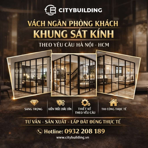 VÁCH NGĂN PHÒNG KHÁCH KHUNG SẮT KÍNH THEO YÊU CẦU HÀ NỘI HCM CITYBUILDING