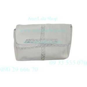 Ví clutch Shiseido trắng viền hoa ghi siêu xinh, sang trọng - 0902966670 - 0933555070