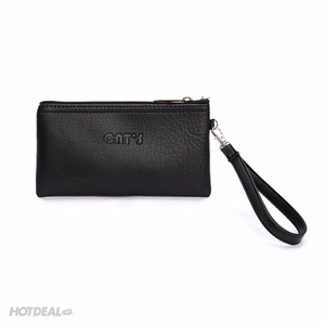 Ví da mini cầm tay nhiều màu CNT unisex ĐEN