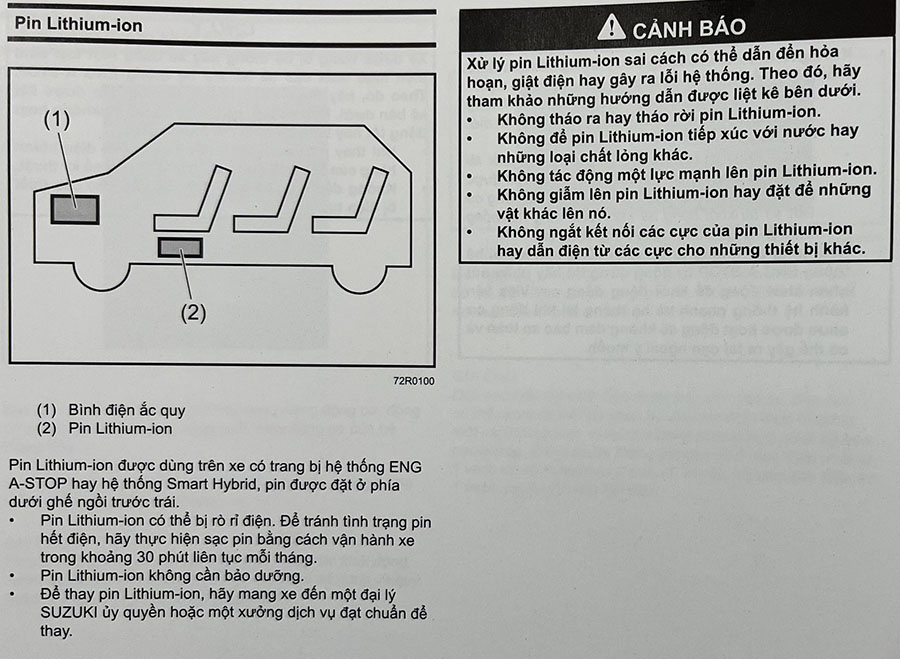 Vị trí của 2 bình ắc quy trên xe Suzuki XL7 Hybrid