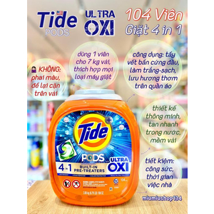 Viên giặt Tide Pods With Ultra Oxi 104 viên 🇺🇸