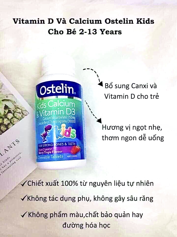 VIÊN NHAI BỔ SUNG VITAMIN D & CANXI OSTELIN KHỦNG LONG CHO BÉ - 90 VIÊN 🇦🇺