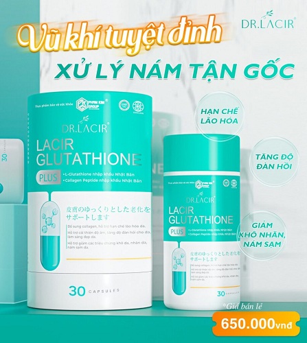 Viên uống Glutathione 600 Dr Lacir plus hỗ trợ trắng da mờ nám