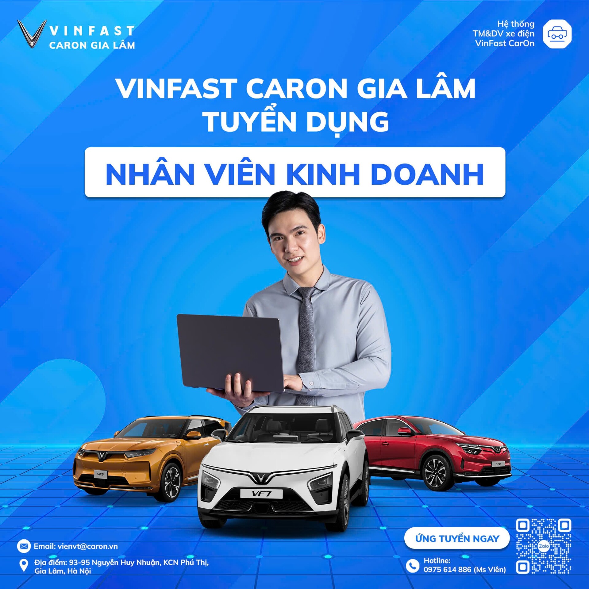 VINFAST CARON GIA LÂM TUYỂN DỤNG NHÂN VIÊN KINH DOANH Ô TÔ VINFAST (THÁNG 07/2026)