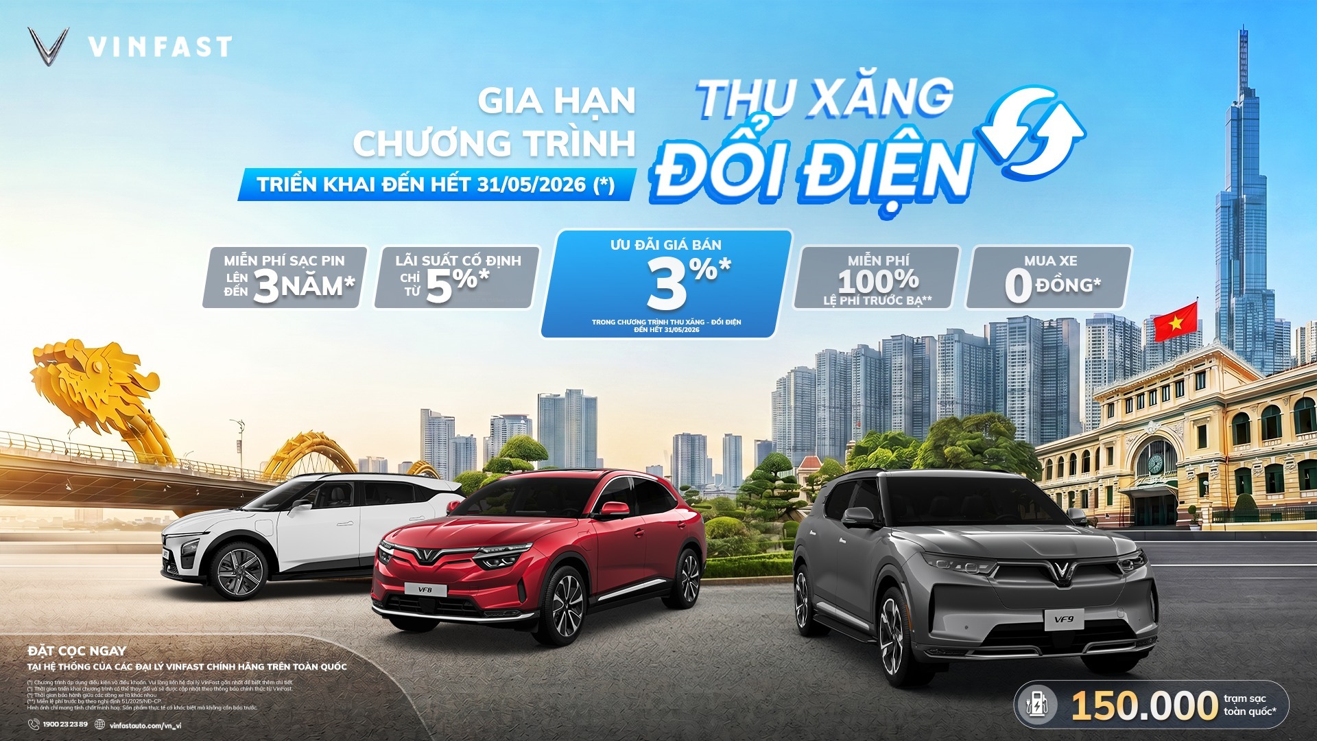 VINFAST GIA HẠN CHƯƠNG TRÌNH THU XĂNG – ĐỔI ĐIỆN ĐẾN HẾT 31/05/2026 - VINFAST GIA LÂM