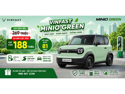 VinFast Minio Green Giảm Giá Chỉ Còn 188 Triệu – Lăn Bánh Khoảng 200 Triệu, Trả Trước Từ 50 Triệu