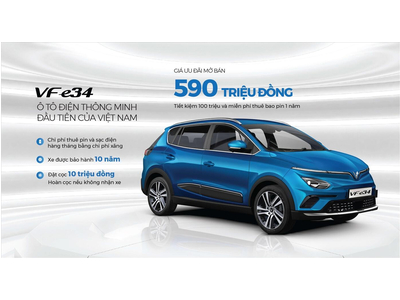 VinFast Thái Bình thông báo Mở bán dòng xe ô tô điện VFe34 giá chỉ 590 triệu đồng.
