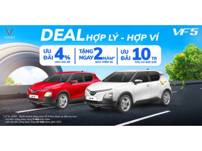 VinFast triển khai chính sách tặng 2 năm bảo hiểm thân vỏ VF 5 .