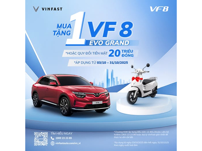 VinFast tung ưu đãi “Mua 1 tặng 1”: Mua VF8, VF9 tặng xe máy điện, tổng giá trị đến 268 triệu đồng