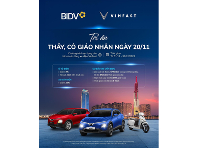 VINFAST VÀ BIDV TRIỂN KHAI CHƯƠNG TRÌNH TRI ÂN ĐẶC BIỆT DÀNH CHO NHÀ GIÁO VIỆT NAM