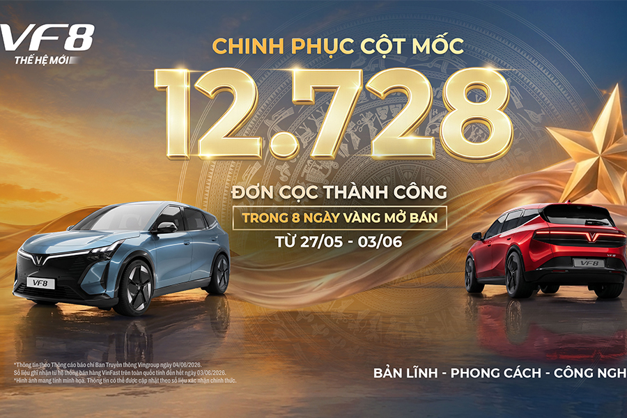 VINFAST VF 8 THẾ HỆ MỚI LẬP KỶ LỤC MỞ BÁN VỚI 12.728 ĐƠN ĐẶT HÀNG CHỈ SAU 8 NGÀY