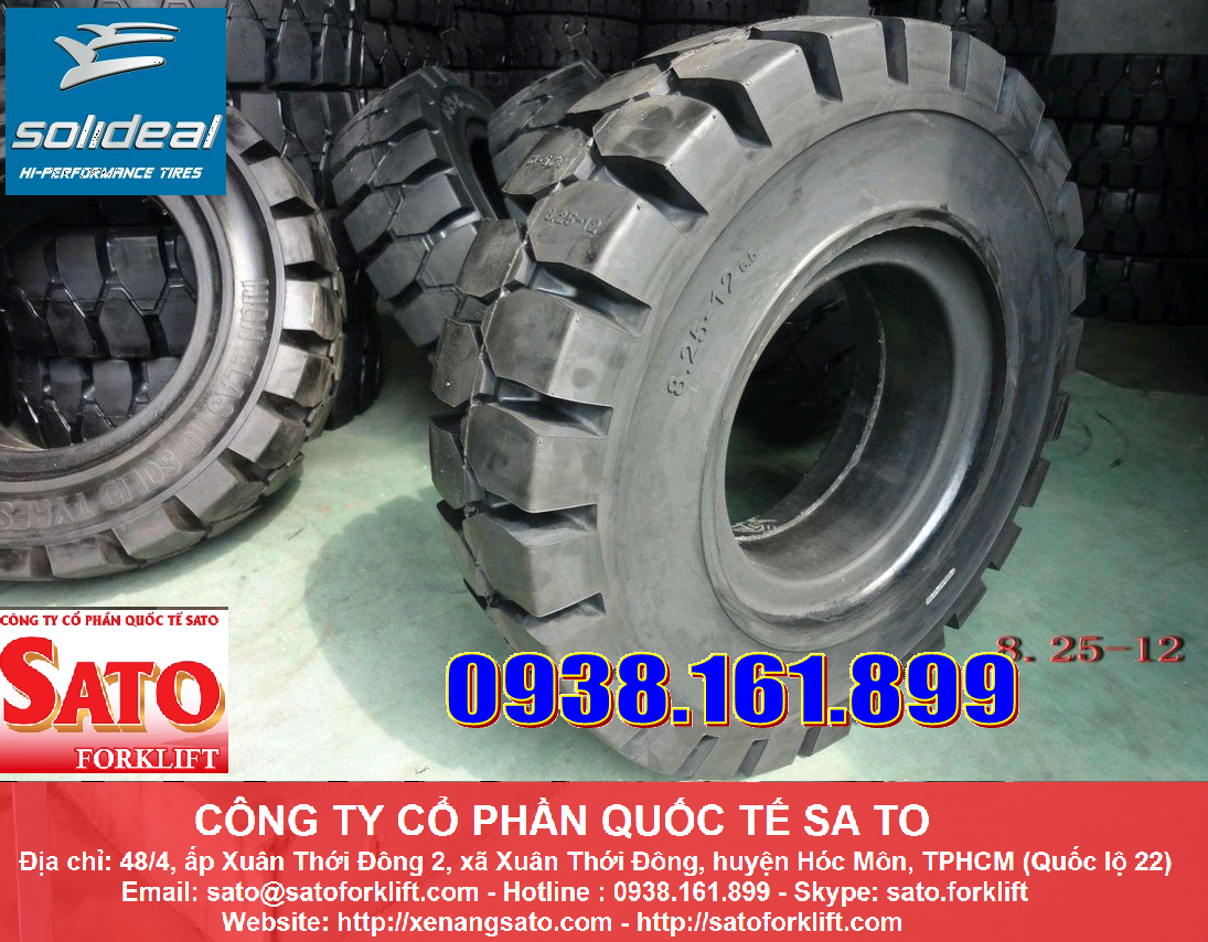 Vỏ xe nâng Solideal nhập khẩu từ Srilanka size 500-8