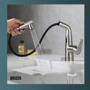 Vòi Lavabo Rút Dây Nóng Lạnh Inox 304 Brizer BZ4477