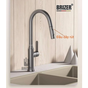 Vòi Rửa Chén Nóng Lạnh Dây Rút Đồng Thau Mạ TiTan Xám Brizer BZ1006