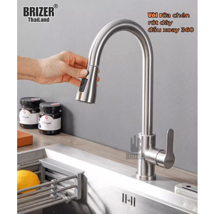Vòi Rửa Chén Nóng Lạnh Inox 304 Dây Rút Brizer BZ2002