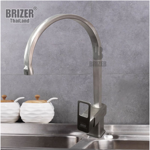 Vòi Rửa Chén Nóng Lạnh Inox 304 Mẫu Vuông Đúc Lớn Brizer BZ2007