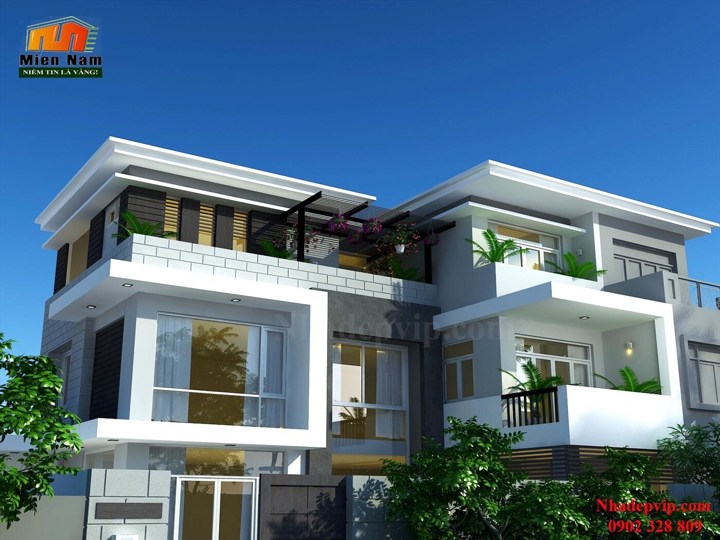 Xây dựng biệt thự hiện đại Chị Hoàng Oanh Quận 12 Xây dựng biệt thự hiện đại Chị Hoàng Oanh Quận 12